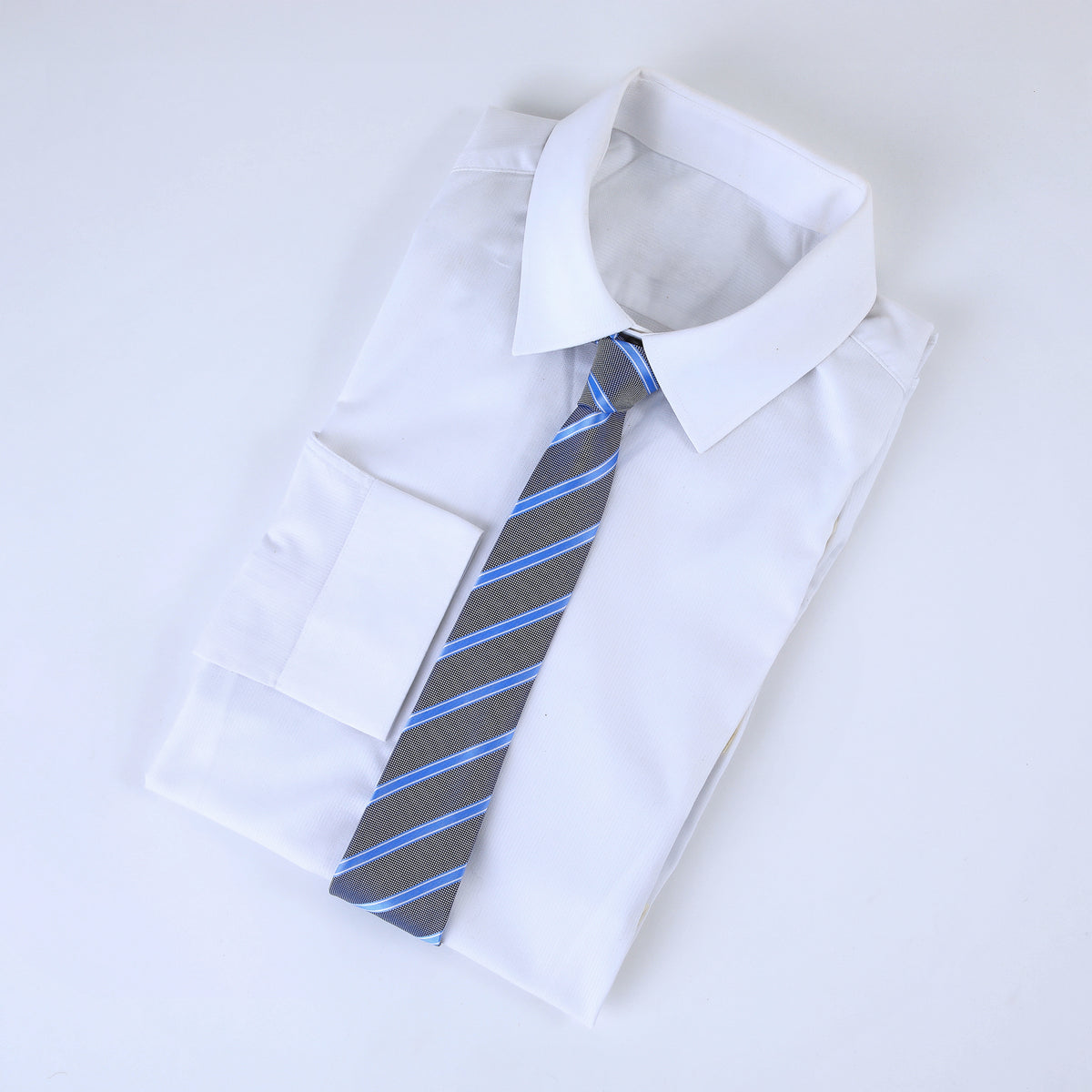Corbata Gris Satin Rayas Celestes