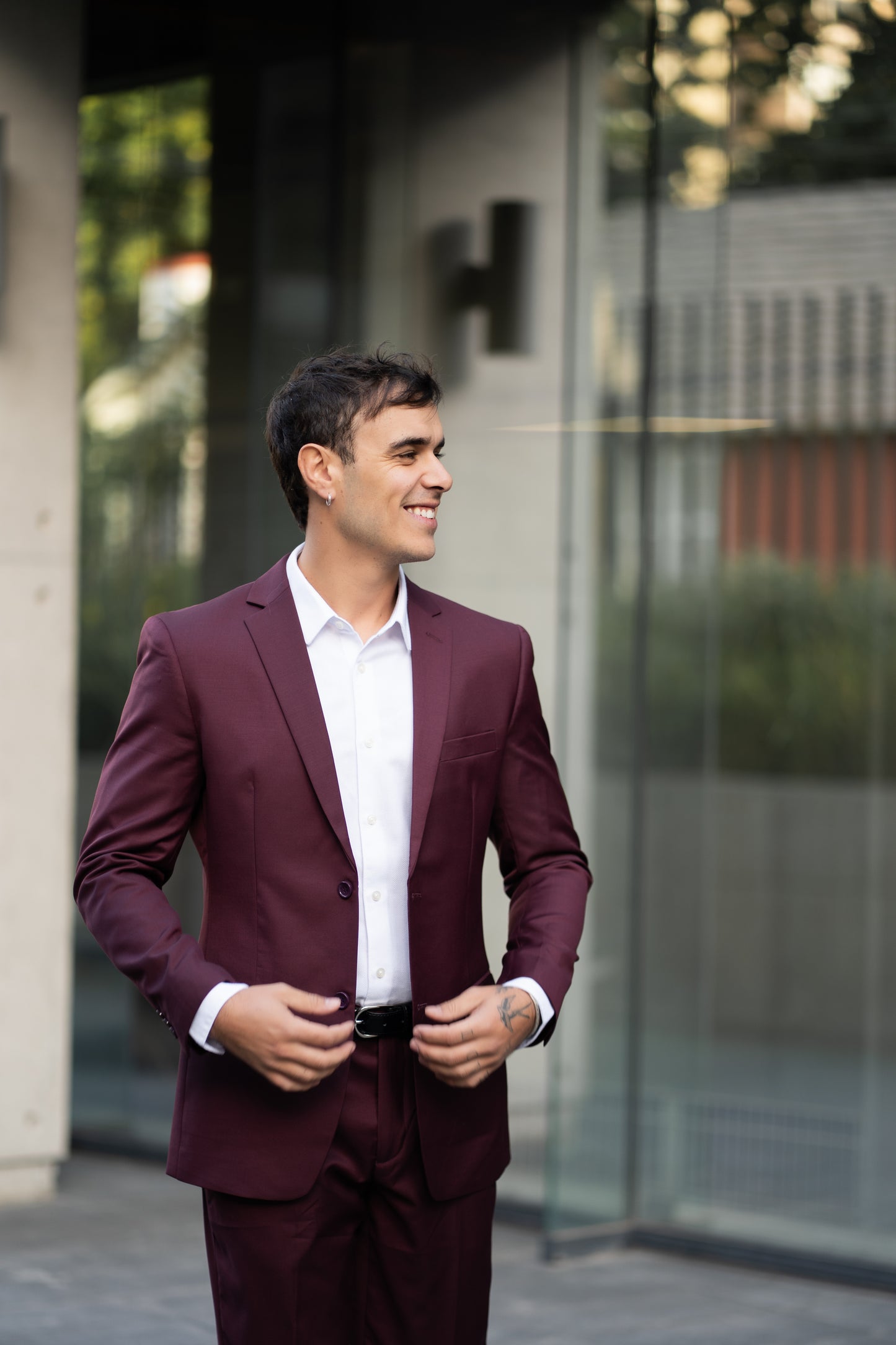 Traje Slim Fit Dos Piezas Burdeo