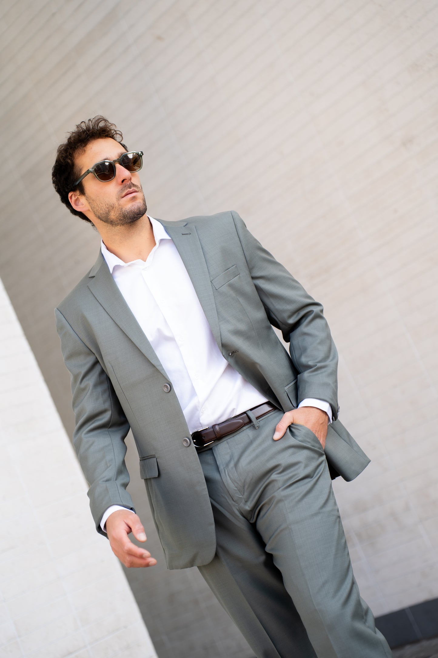 Traje Slim Fit Dos Piezas Verde Salvia