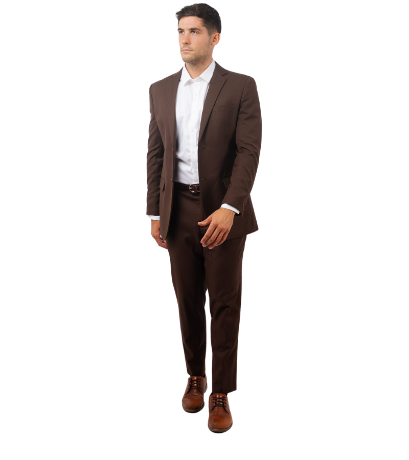 Traje Slim Fit Dos Piezas Café