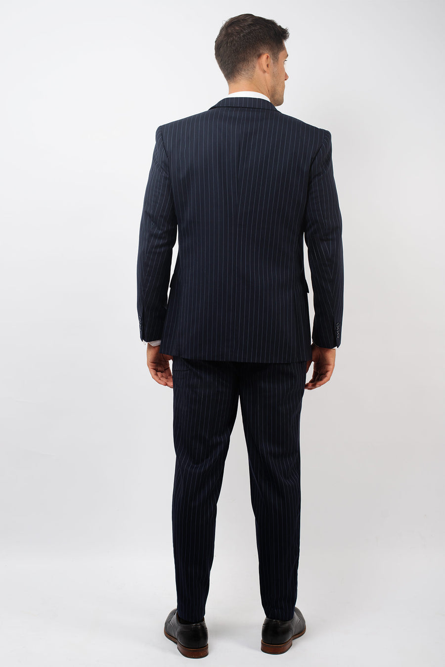 Traje Slim Fit Dos Piezas Azul Rayado