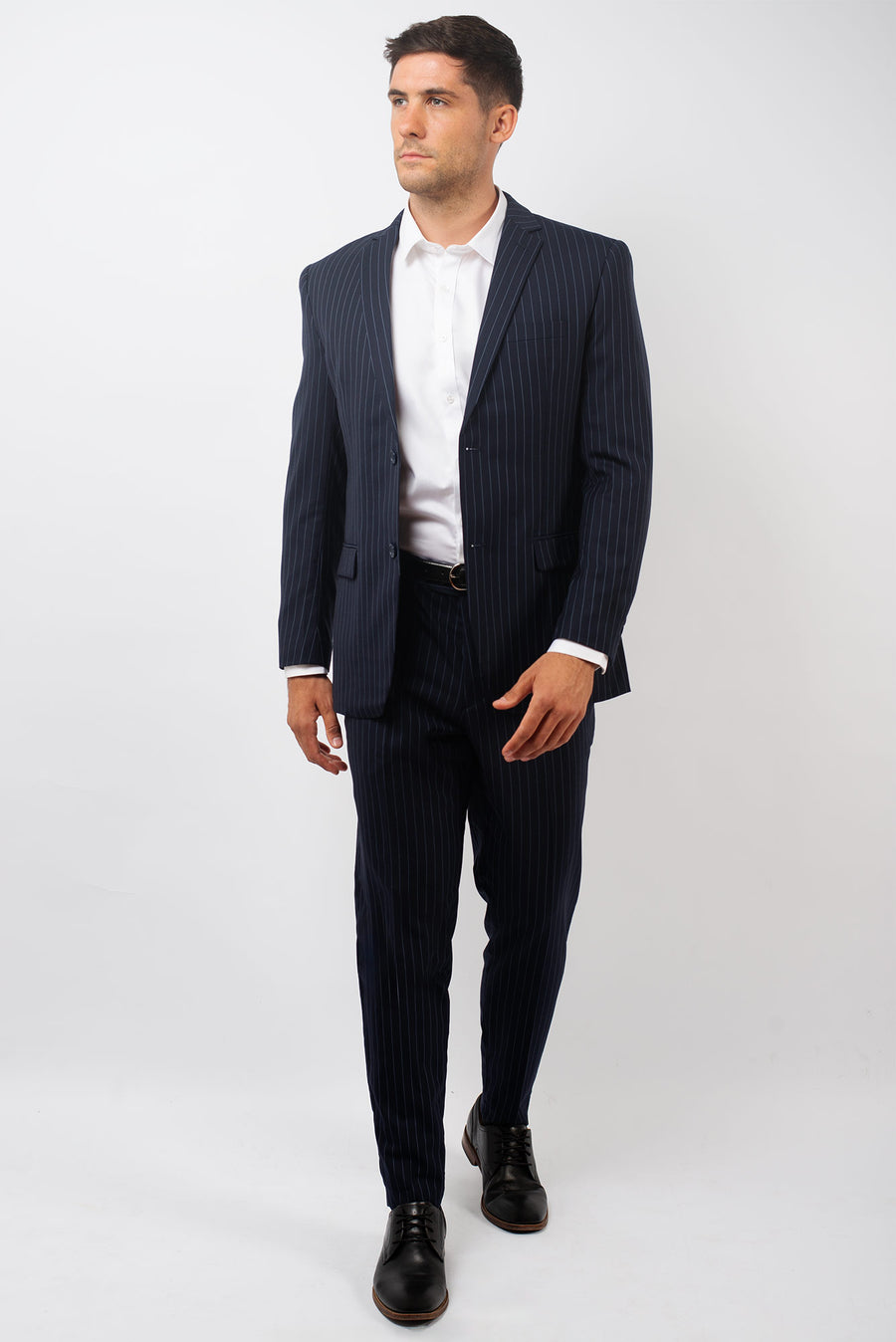 Traje Slim Fit Dos Piezas Azul Rayado