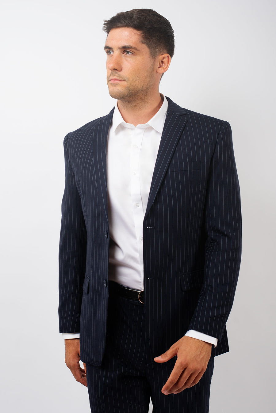 Traje Slim Fit Dos Piezas Azul Rayado