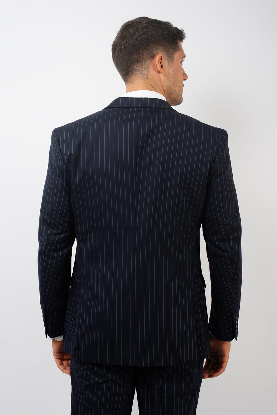 Traje Slim Fit Dos Piezas Azul Rayado