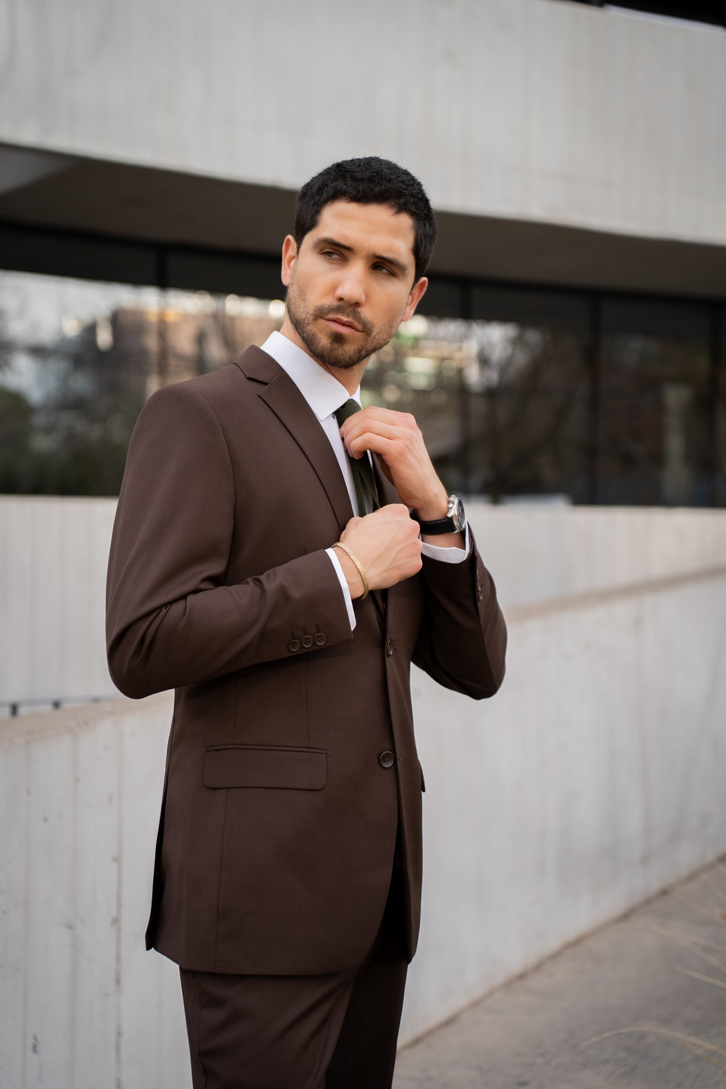 Traje Slim Fit Dos Piezas Café
