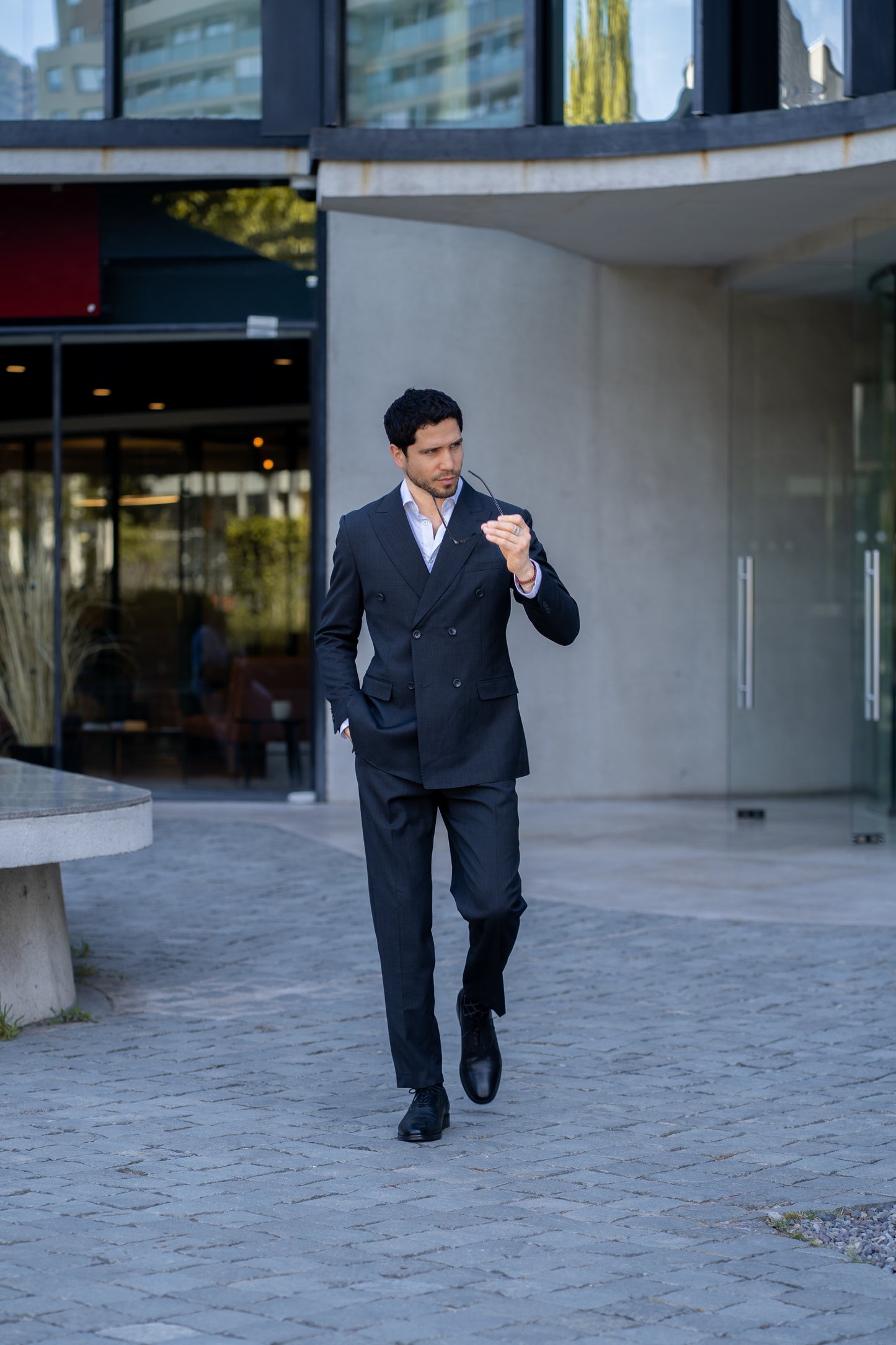 Traje Slim Fit Dos Piezas Marengo Cruzado