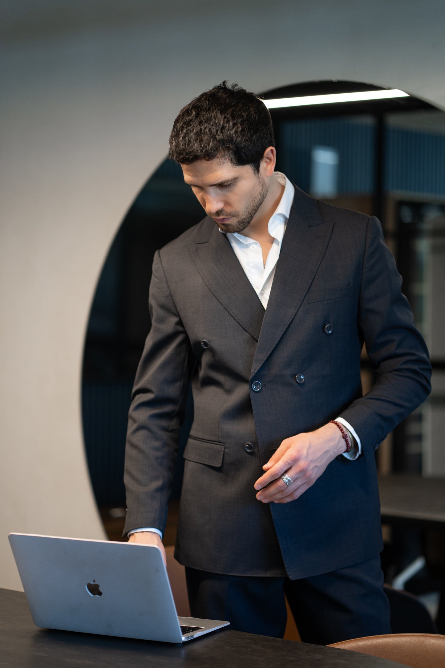 Traje Slim Fit Dos Piezas Marengo Cruzado