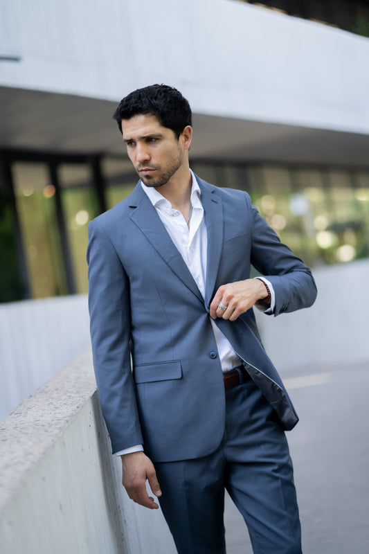 Traje Slim Fit Dos Piezas Azul Pizarra