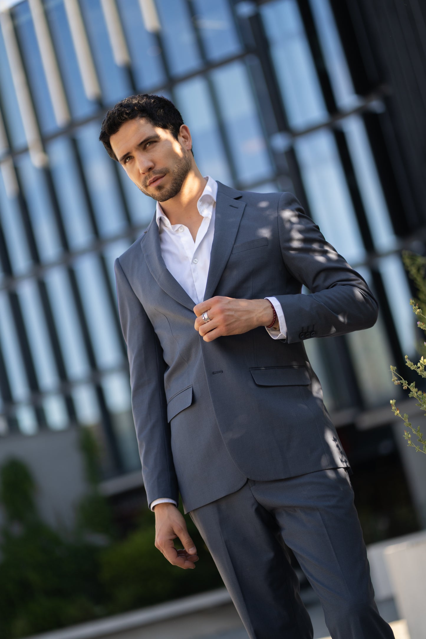 Traje Slim Fit Dos Piezas Azul Pizarra