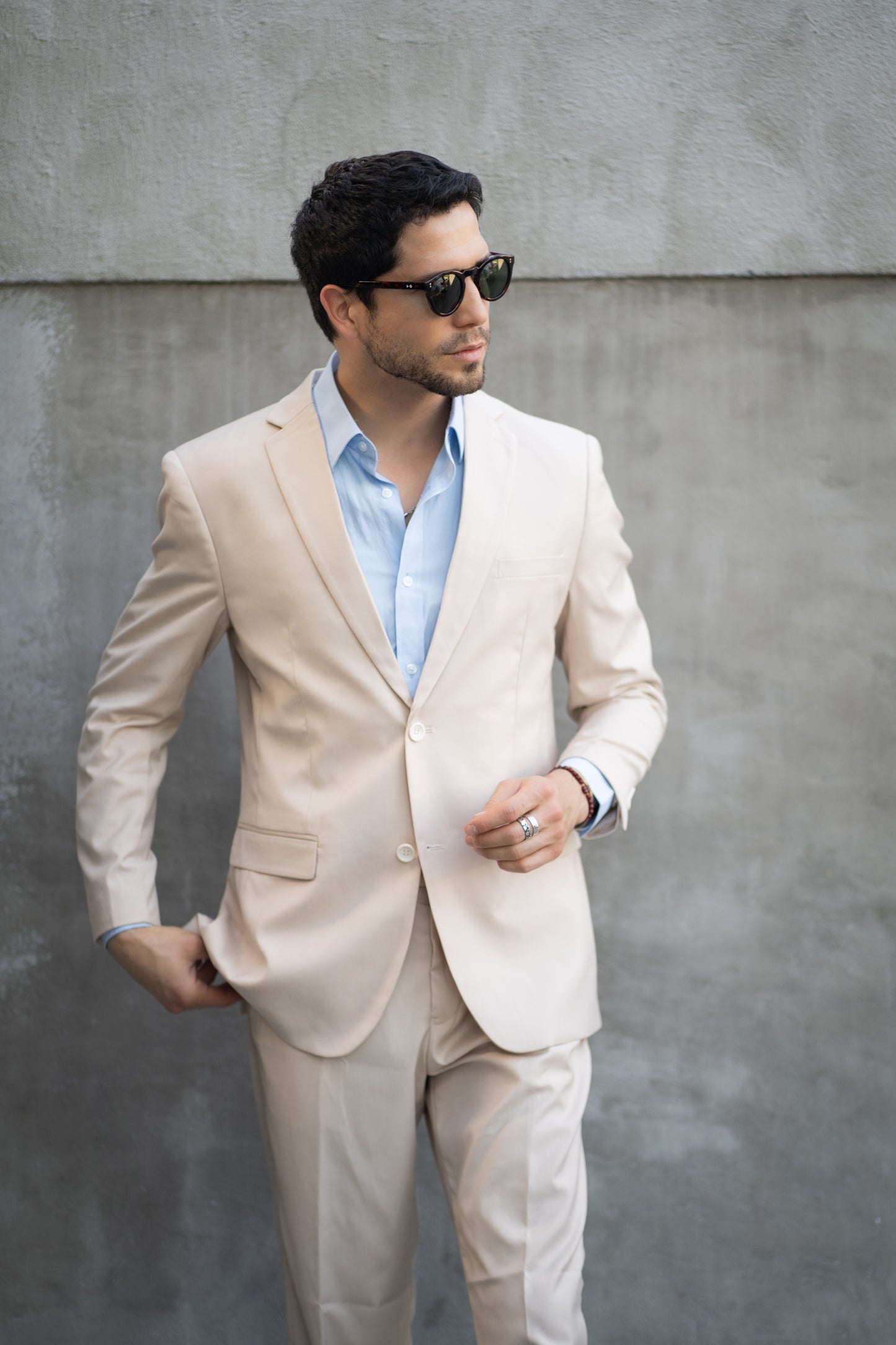 Traje Slim Fit Dos Piezas Beige