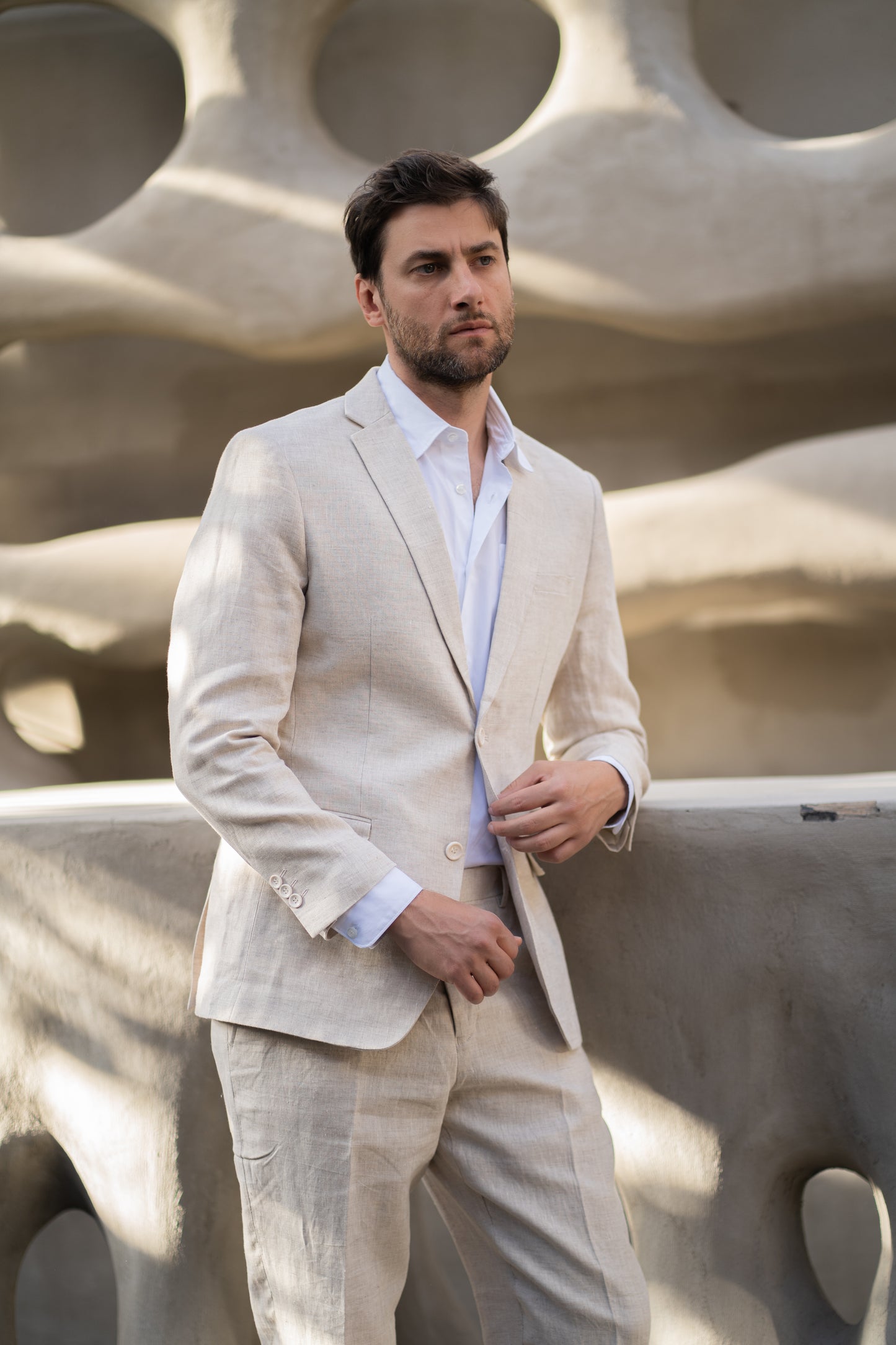 Traje Slim Fit Dos Piezas Lino Arena