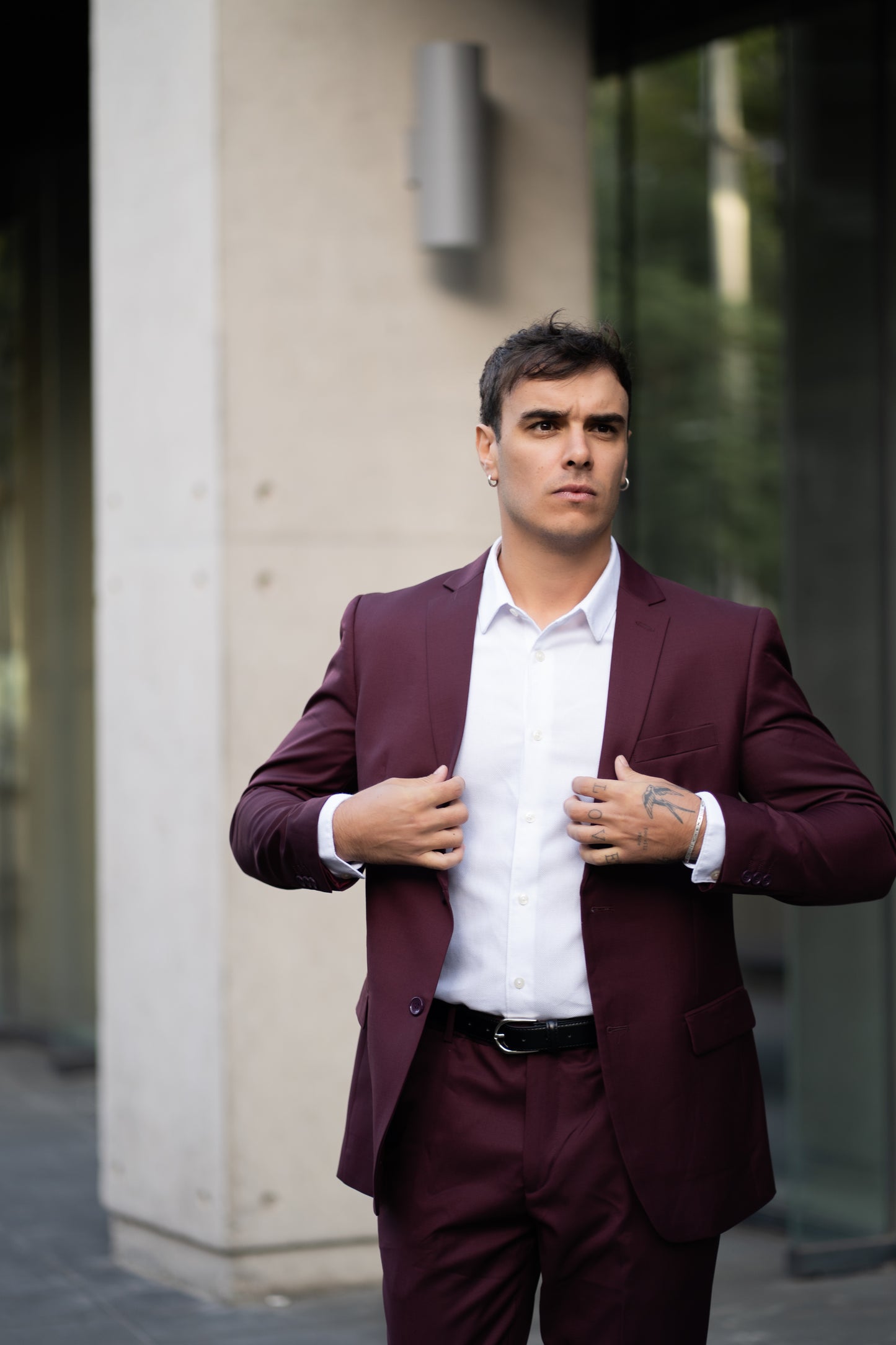 Traje Slim Fit Dos Piezas Burdeo