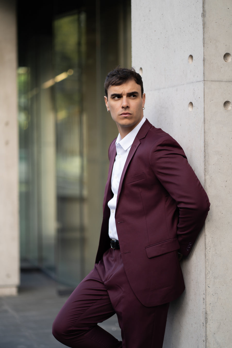 Traje Slim Fit Dos Piezas Burdeo