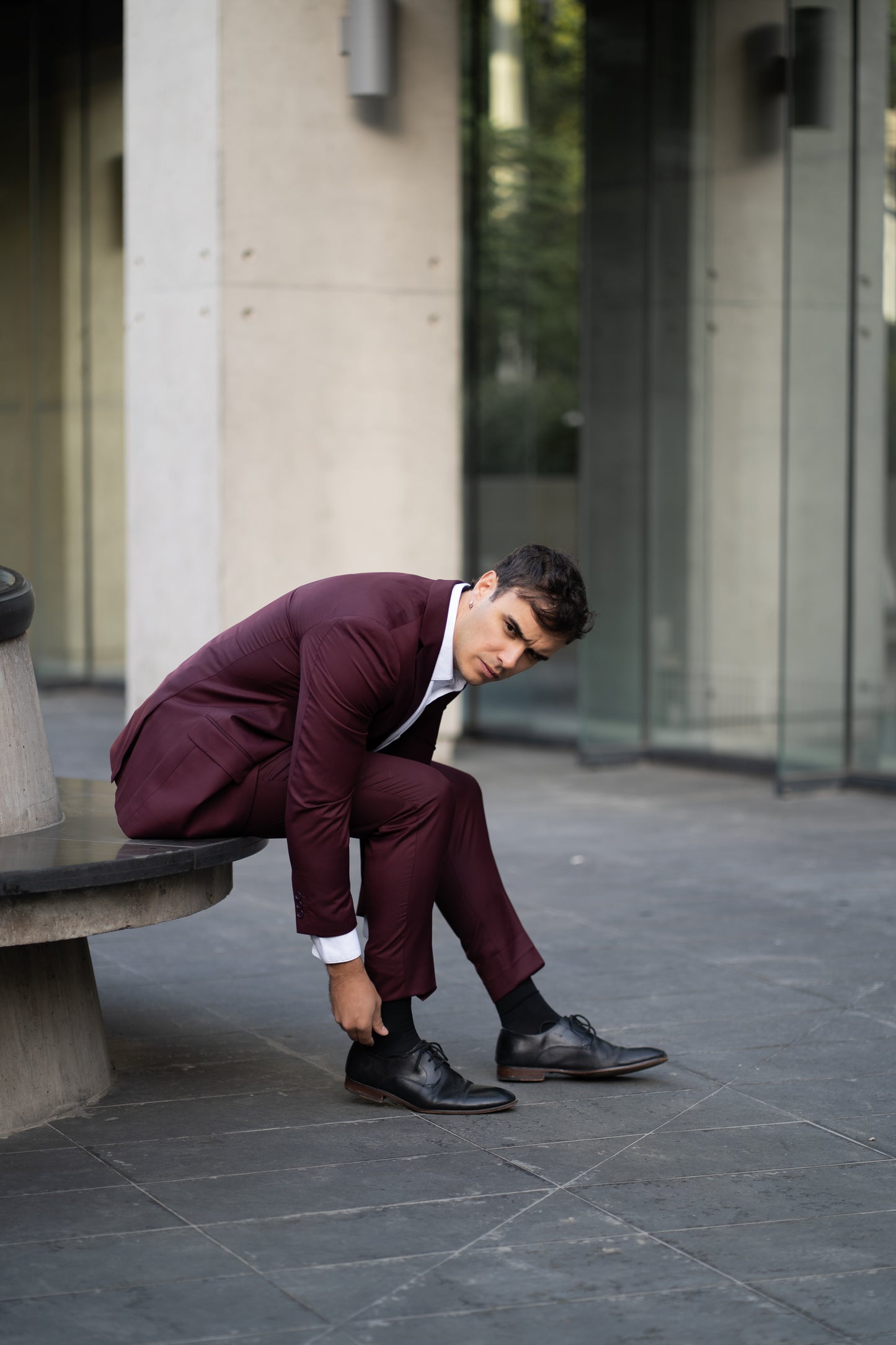Traje Slim Fit Dos Piezas Burdeo