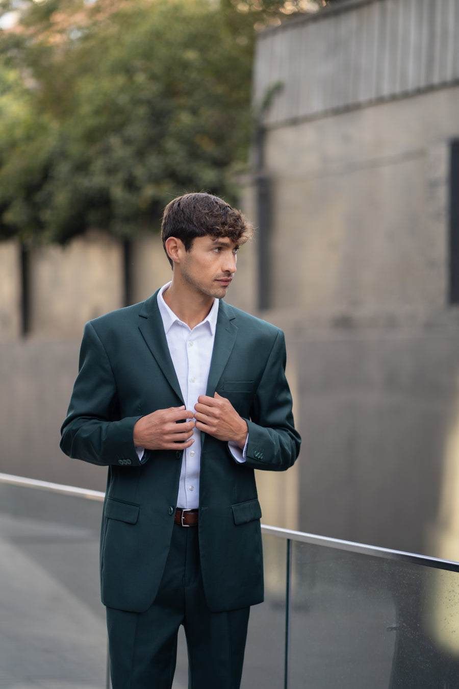 Traje Slim Fit Dos Piezas Verde Bosque