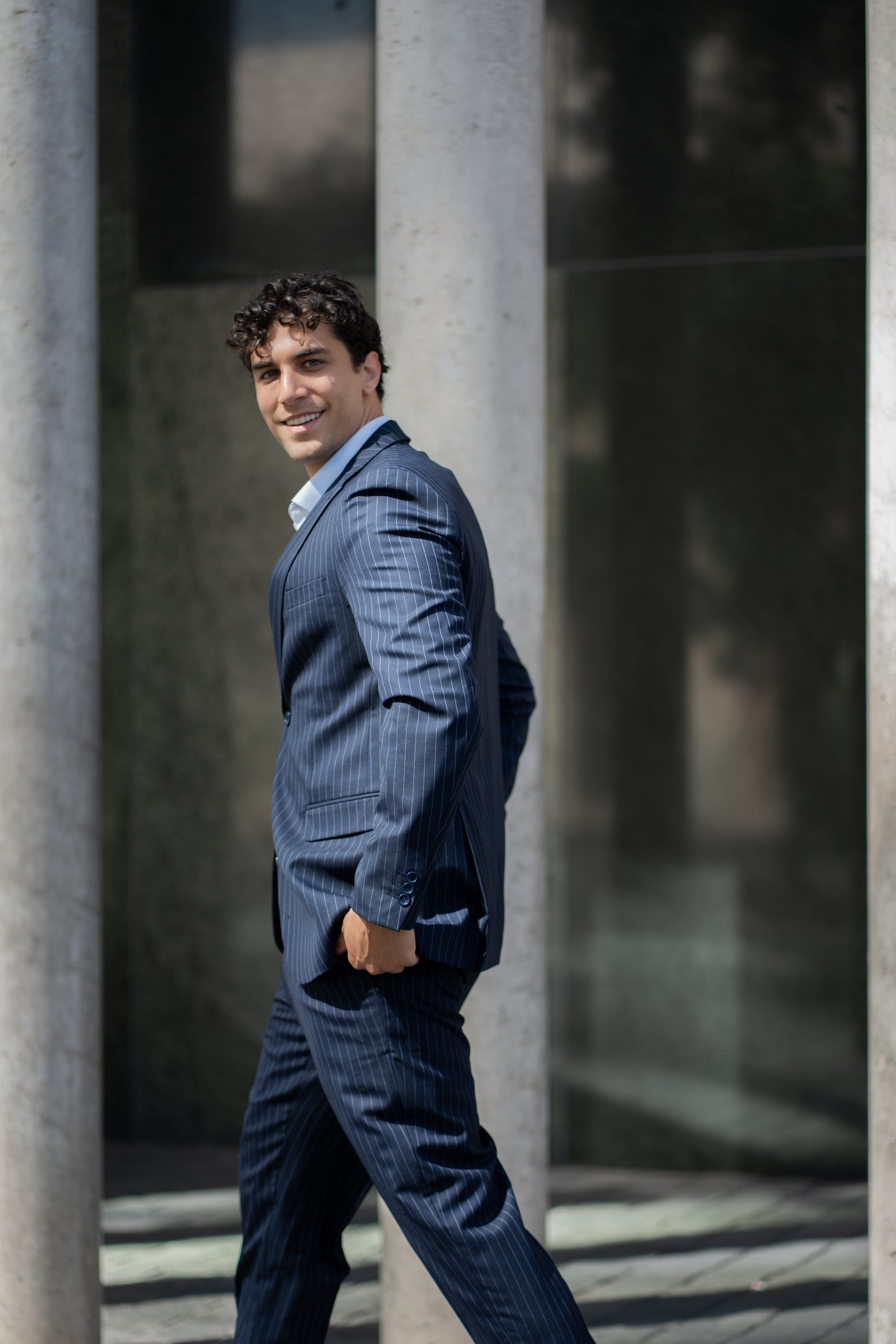 Traje Dos Piezas Azul Rayado