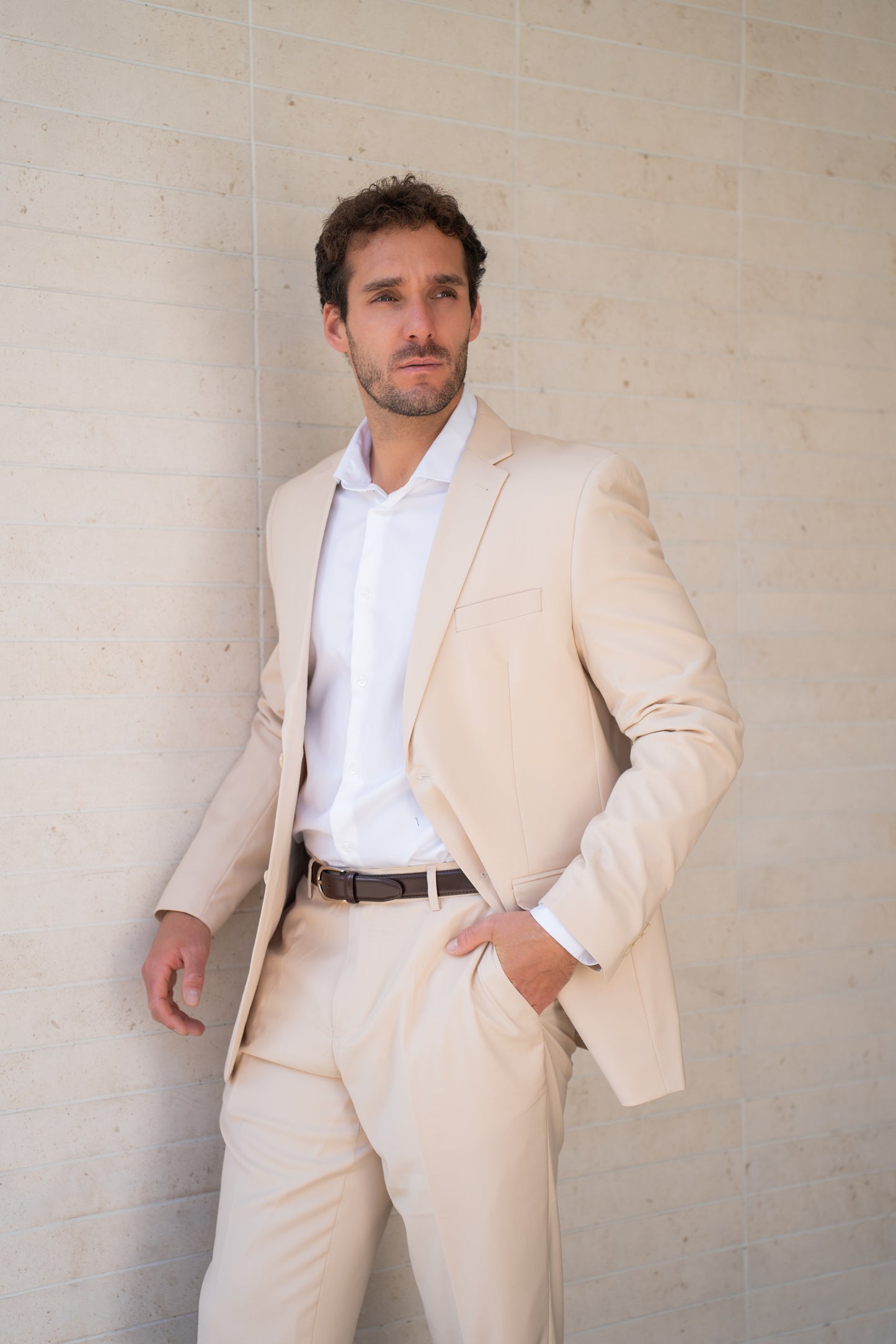 Traje Slim Fit Dos Piezas Beige