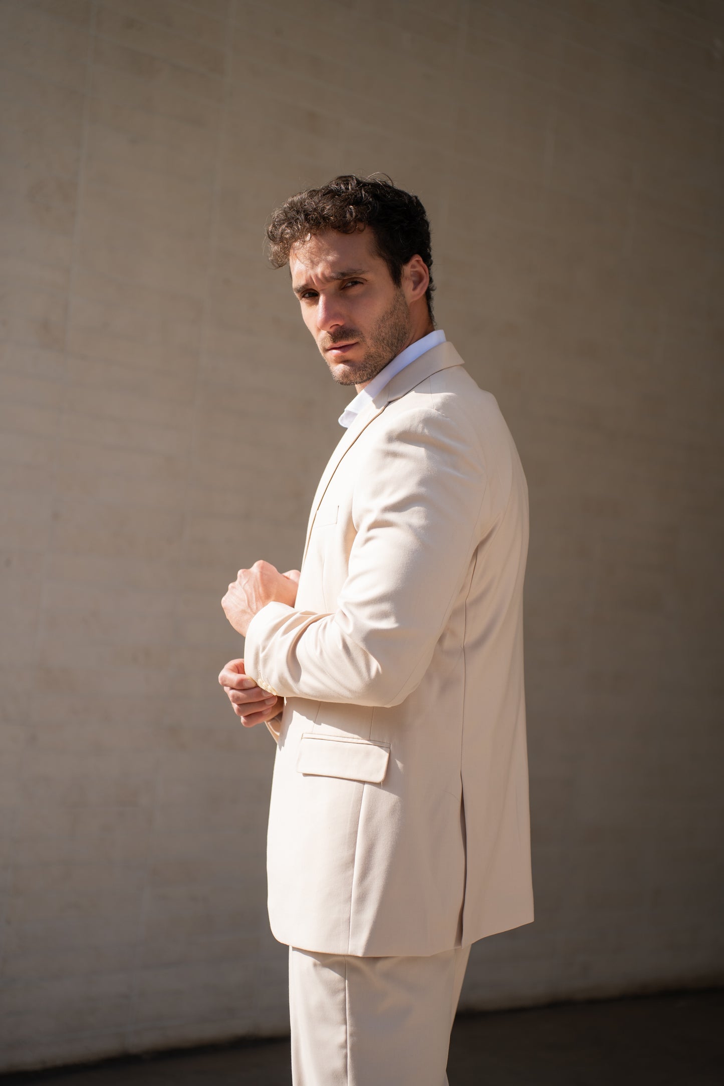 Traje Slim Fit Dos Piezas Beige