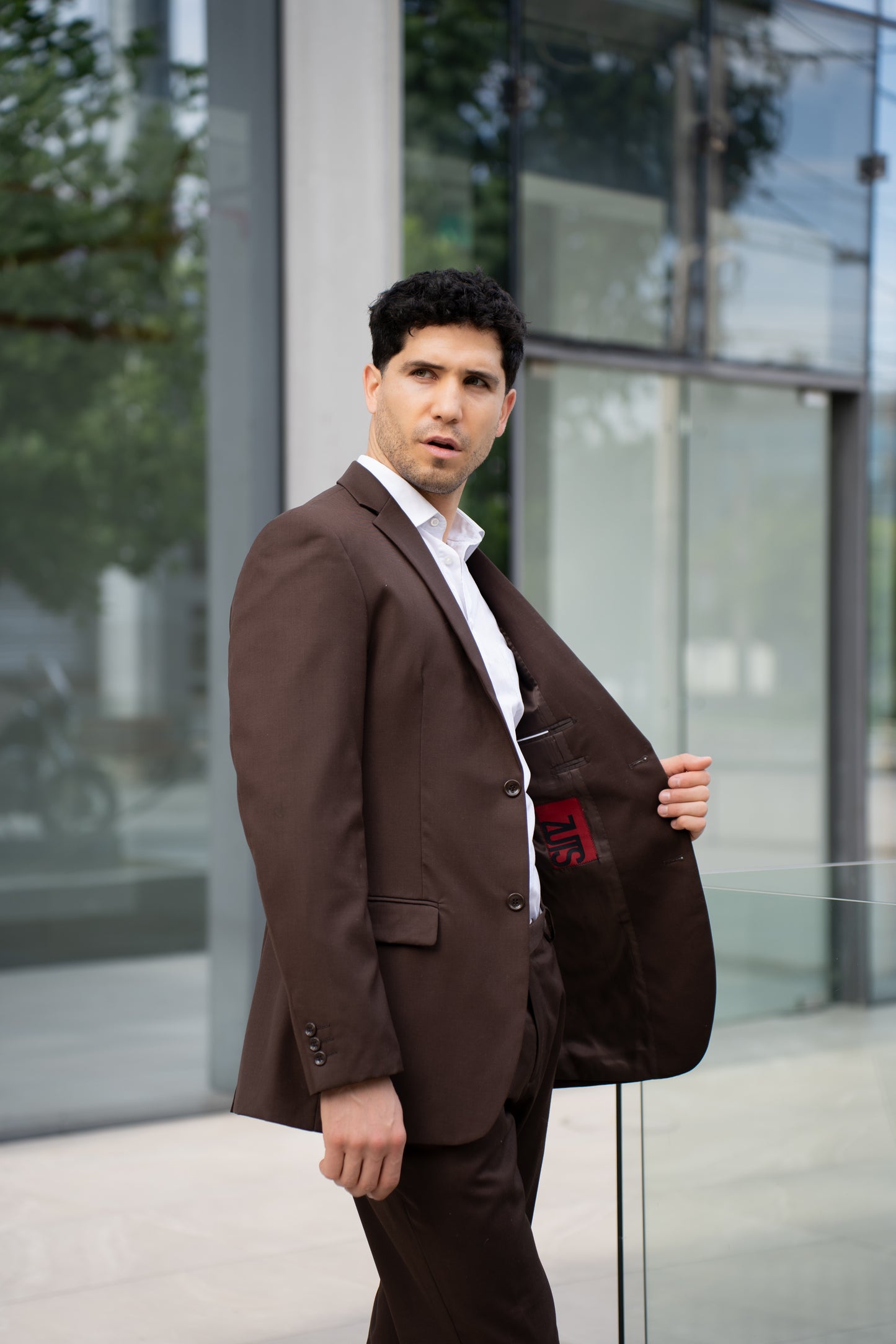 Traje Slim Fit Dos Piezas Café