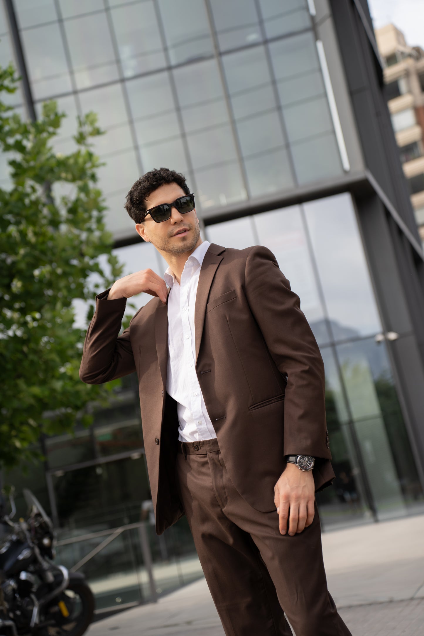 Traje Slim Fit Dos Piezas Café