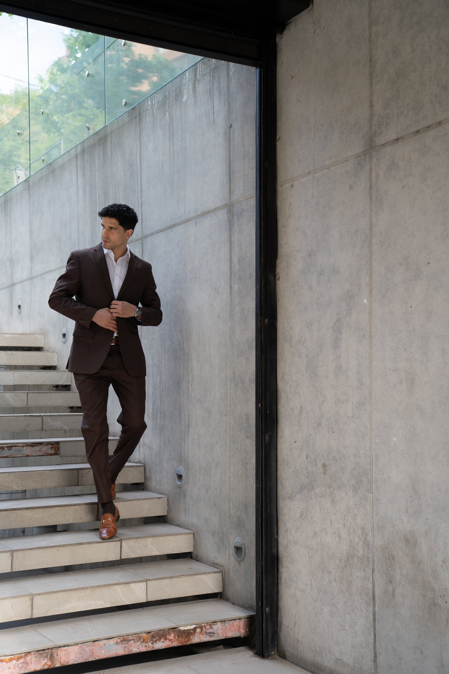 Traje Slim Fit Dos Piezas Café