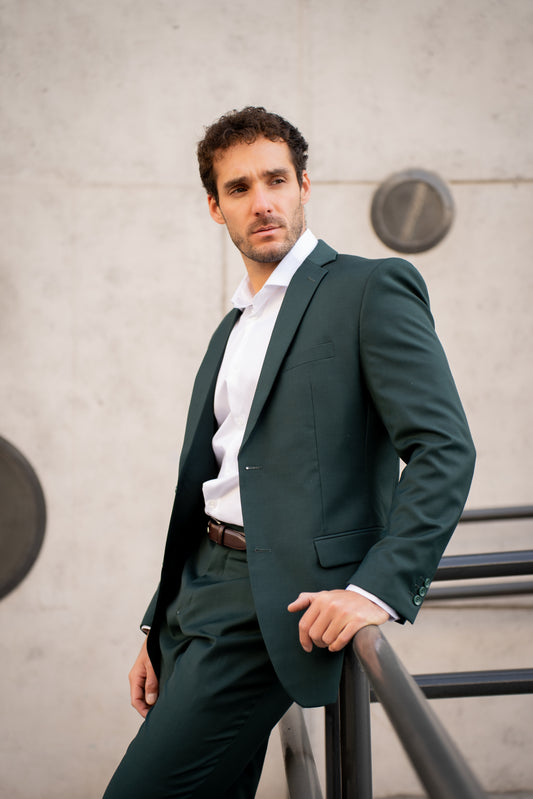 Traje Slim Fit Dos Piezas Verde Bosque