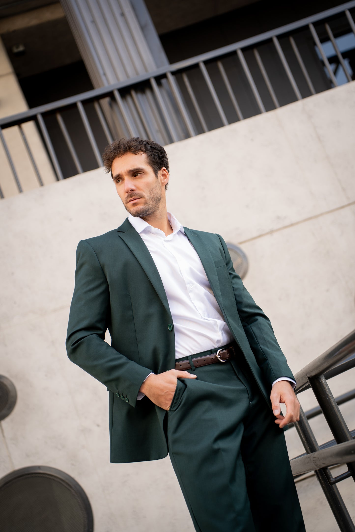 Traje Slim Fit Dos Piezas Verde Bosque
