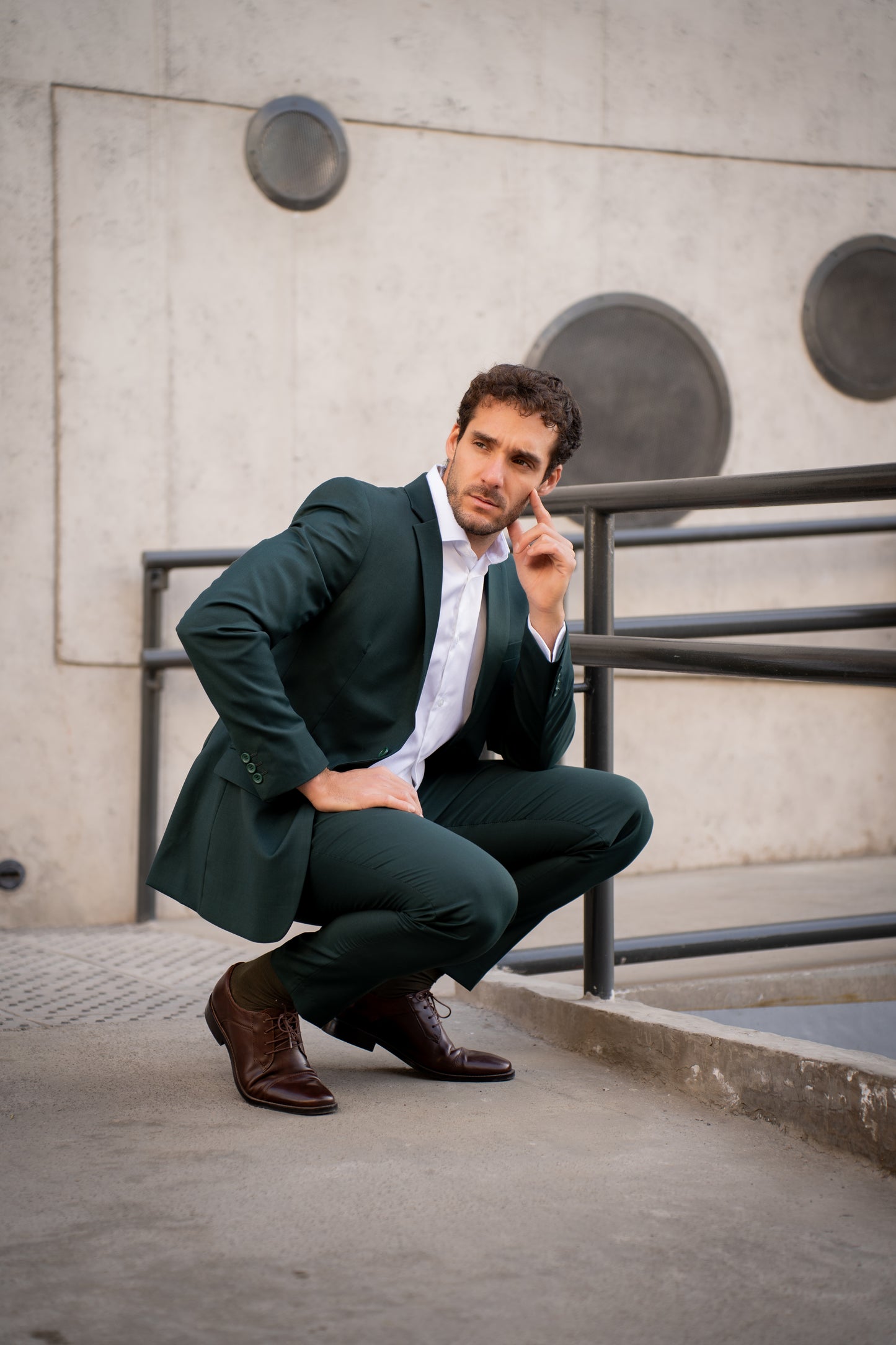 Traje Slim Fit Dos Piezas Verde Bosque