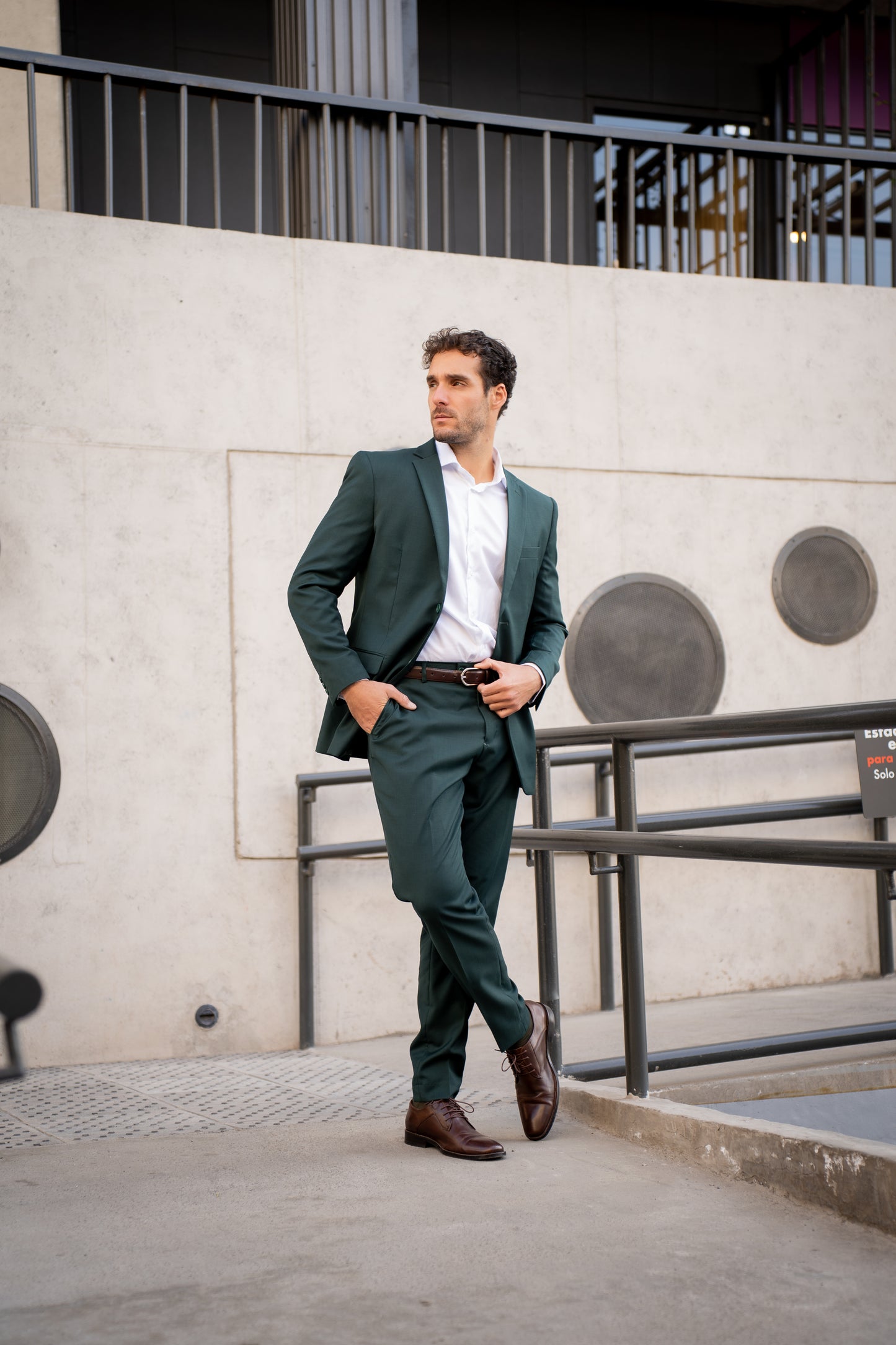 Traje Slim Fit Dos Piezas Verde Bosque