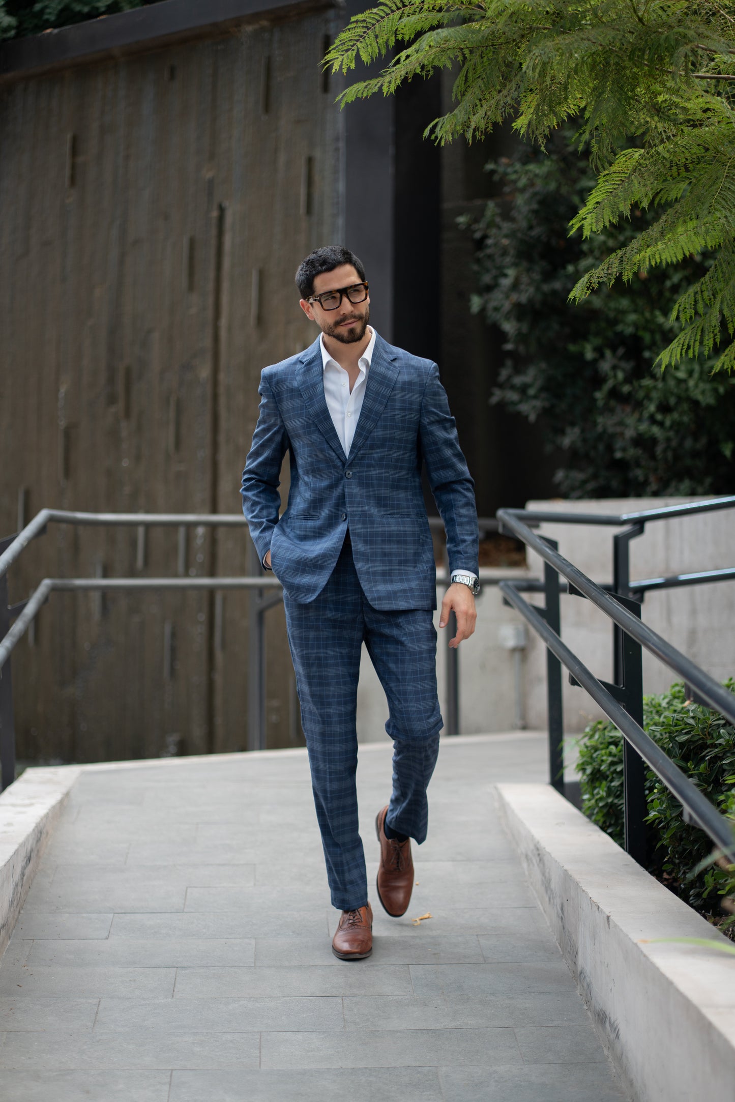 Traje Dos Piezas Cuadrillé Azul