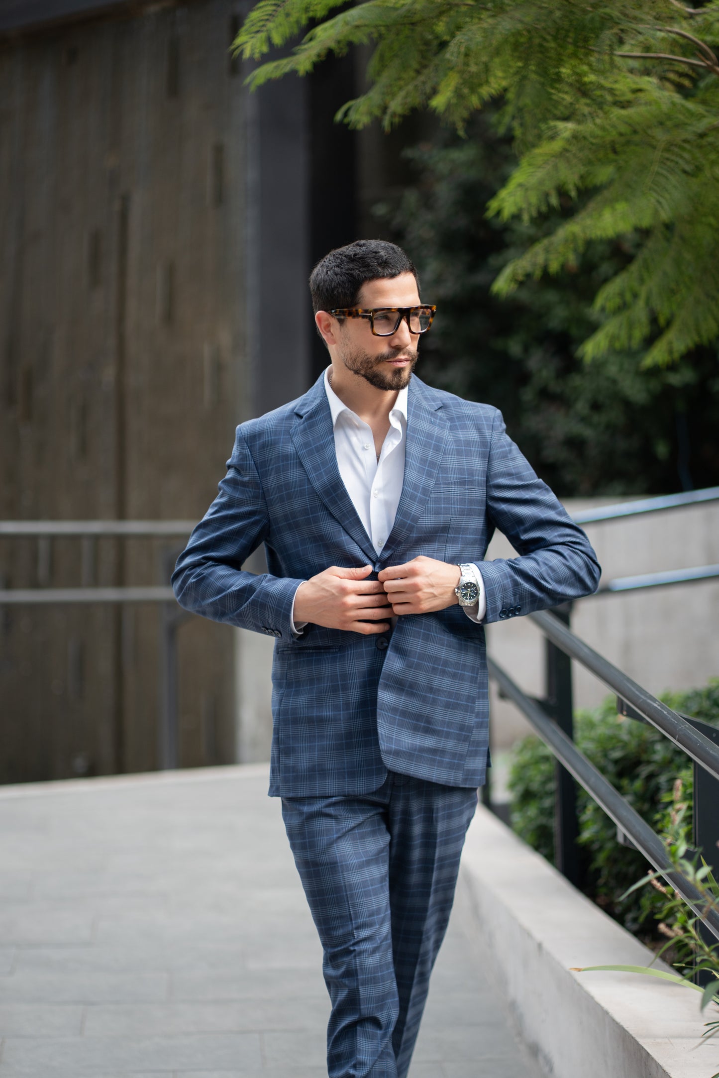Traje Dos Piezas Cuadrillé Azul