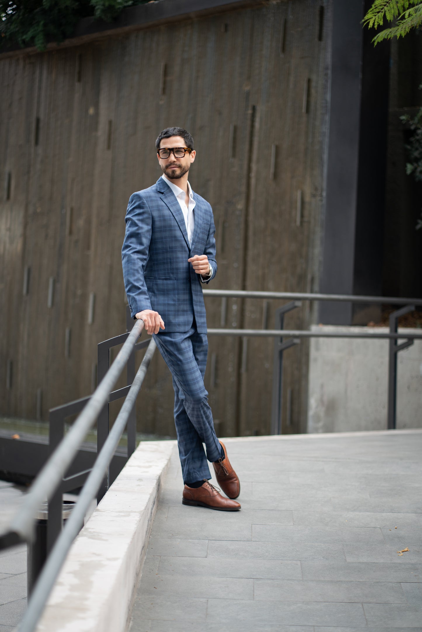 Traje Dos Piezas Cuadrillé Azul