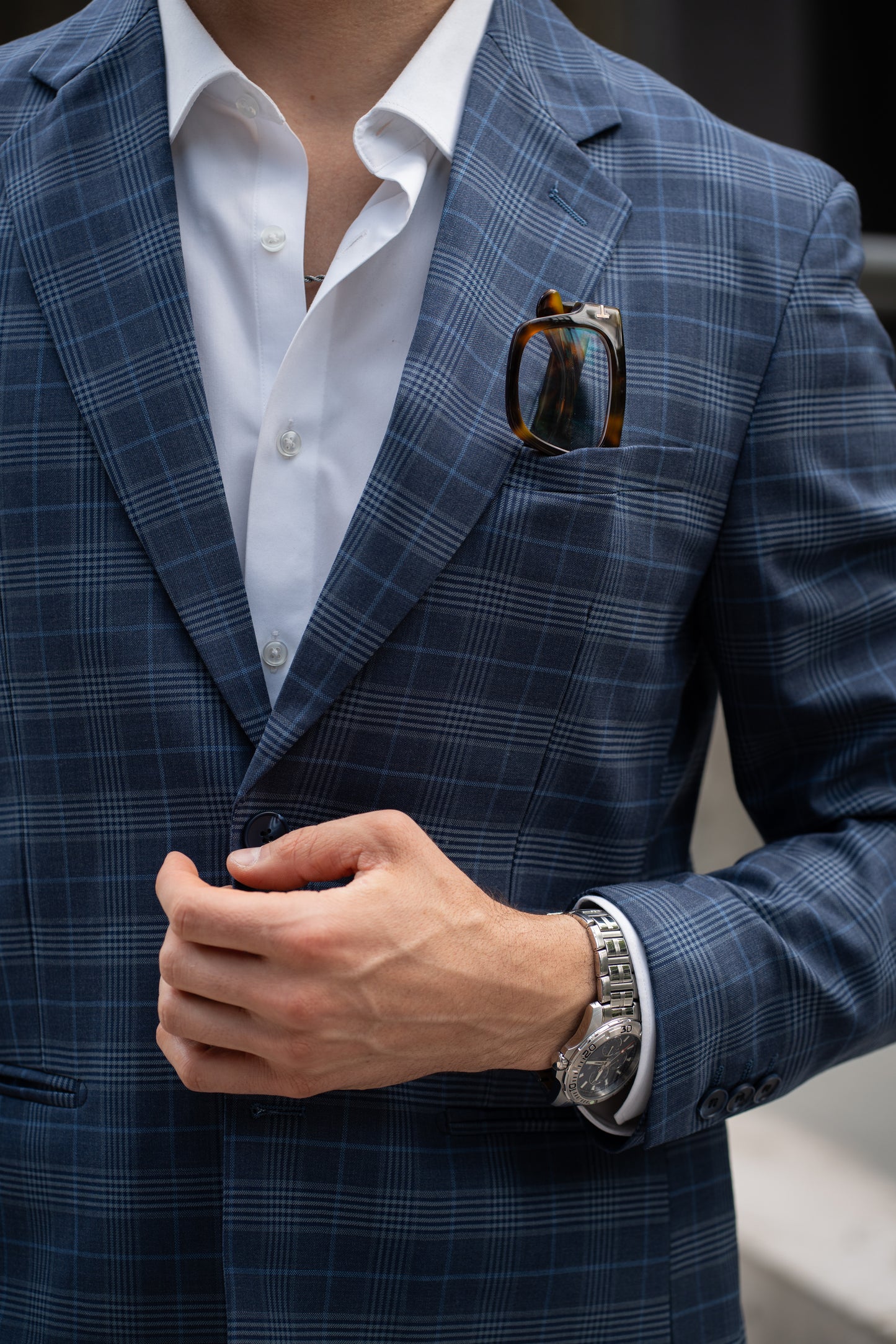 Traje Dos Piezas Cuadrillé Azul