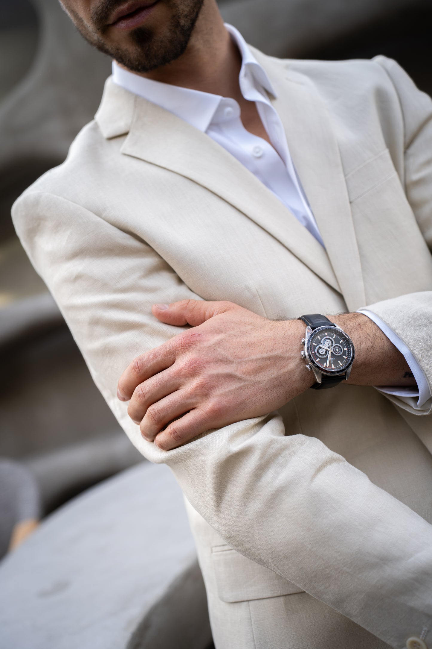 Traje Slim Fit Dos Piezas Lino Beige