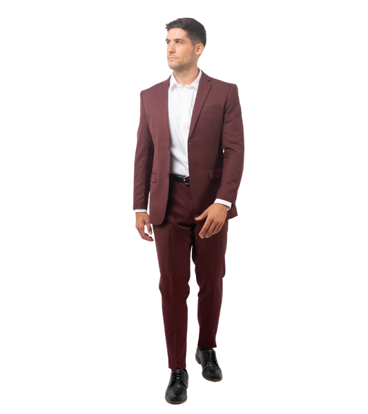 Traje Slim Fit Dos Piezas Burdeo