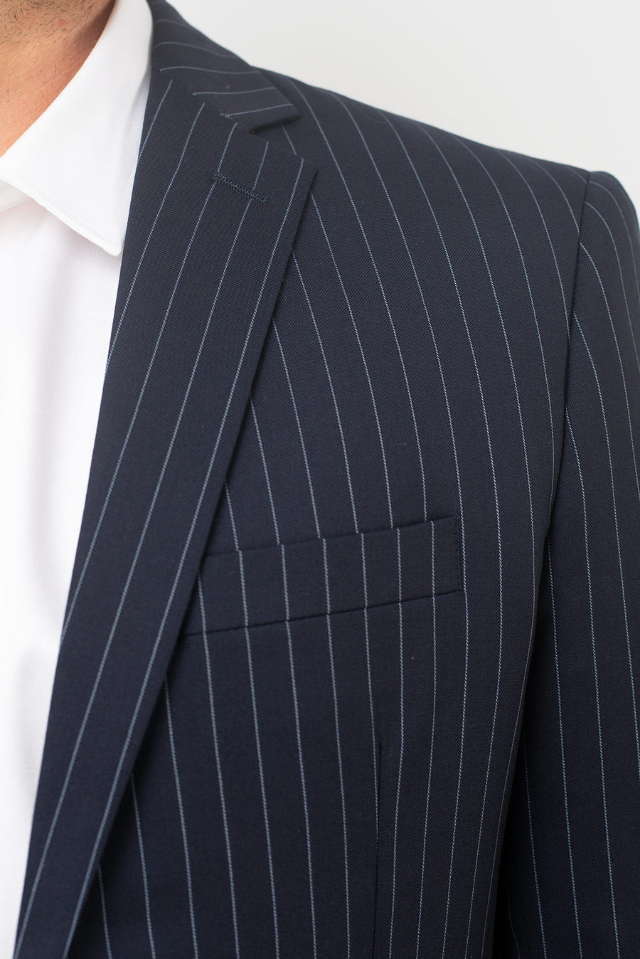 Traje Slim Fit Dos Piezas Azul Rayado